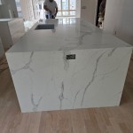 Modern Kitchen Island Calacatta Infinity Quartz by Reliance Marble in Palisades Park, NJ