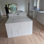 Modern Kitchen Island Calacatta Infinity Quartz by Reliance Marble in Palisades Park, NJ