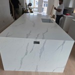 Modern Kitchen Island Calacatta Infinity Quartz by Reliance Marble in Palisades Park, NJ