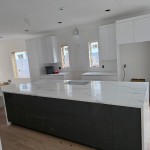 Modern Kitchen Island Calacatta Infinity Quartz by Reliance Marble in Palisades Park, NJ